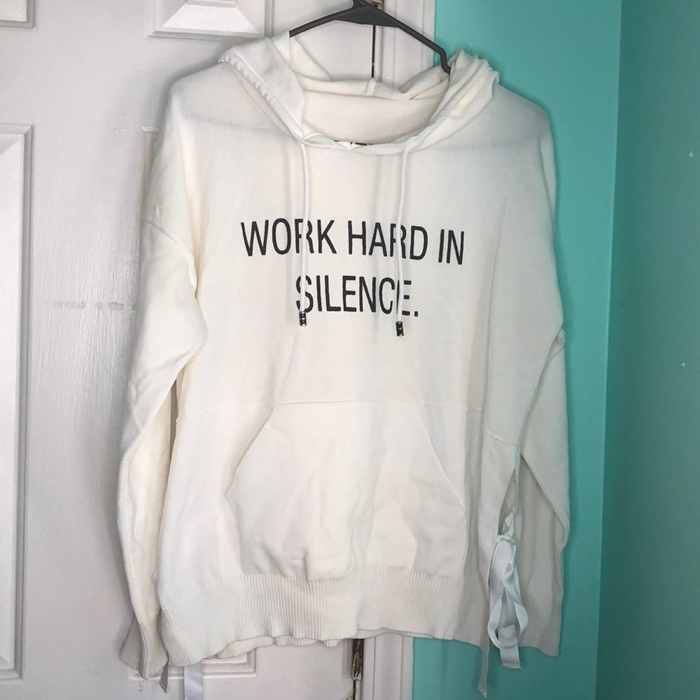 Oversize White self expression hoody Size S.